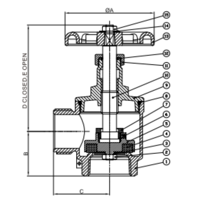 angle hose valve