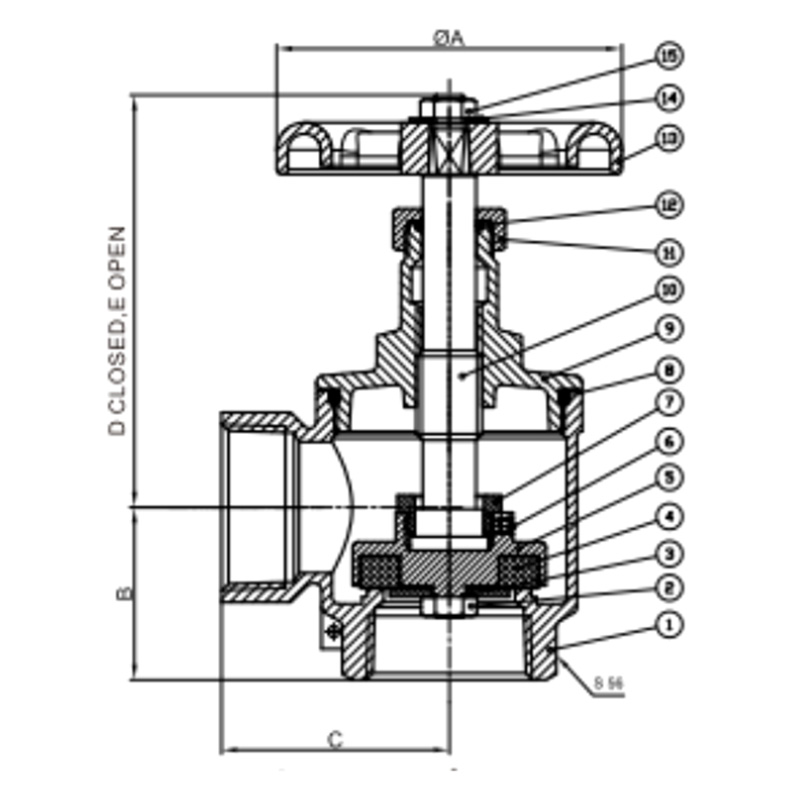 angle hose valve