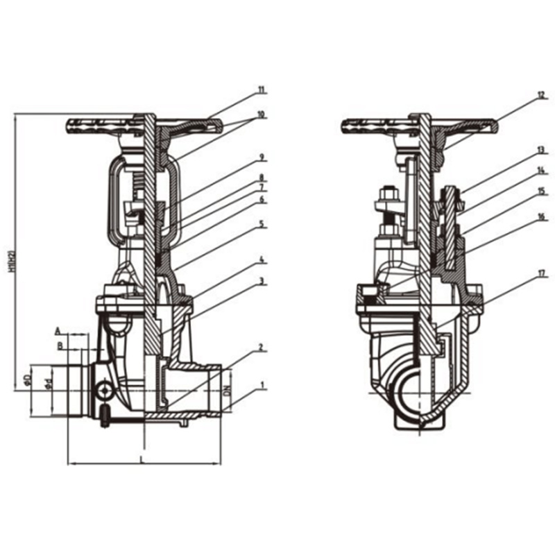 OS&Y gate valve groove ends
