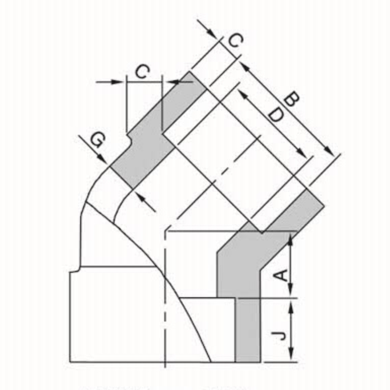 3000LB SW elbow 45°draw