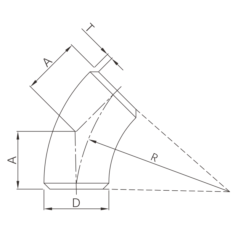 DRAW-1 butt weld 45° elbow