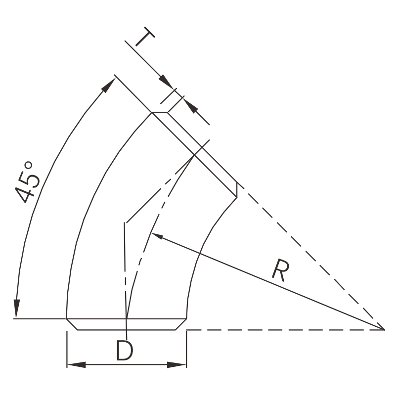 DRAW-2 butt weld 45° elbow