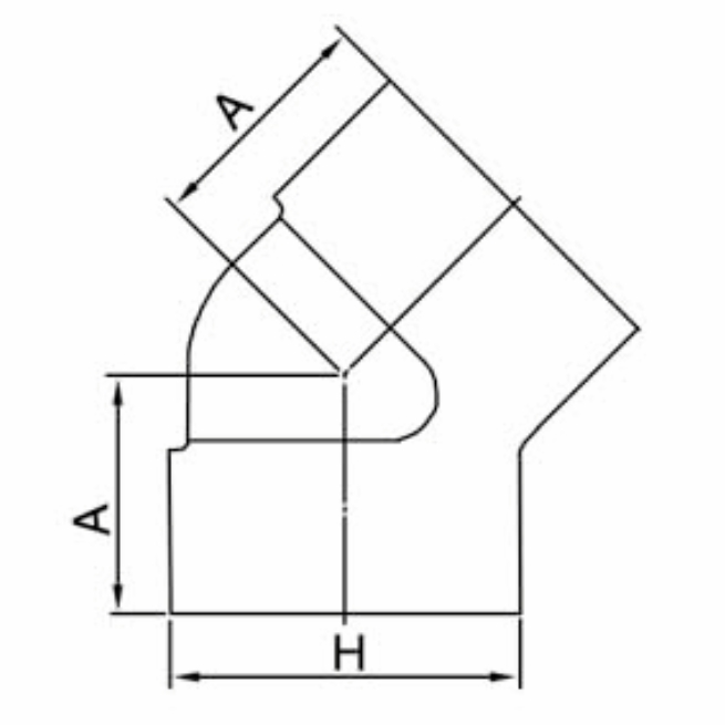 Draw- thread 45° elbow