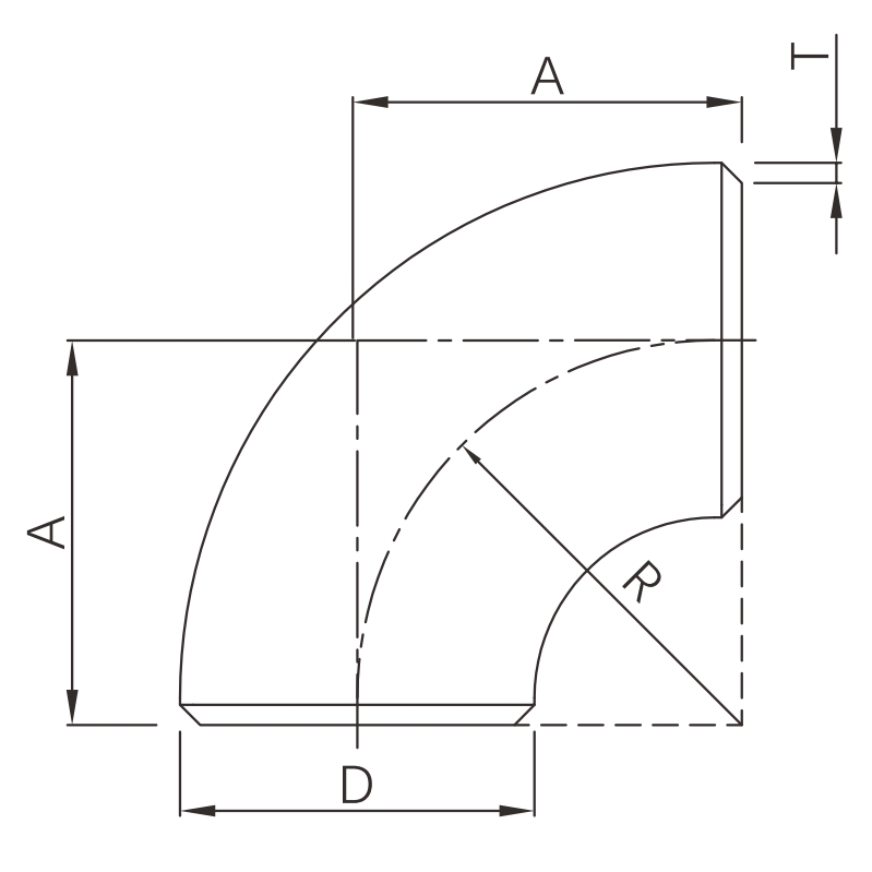 Draw1-Butt weld 90° elbow SR