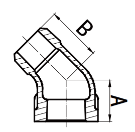 Malleable Iron 45°Street Elbow-Black draw
