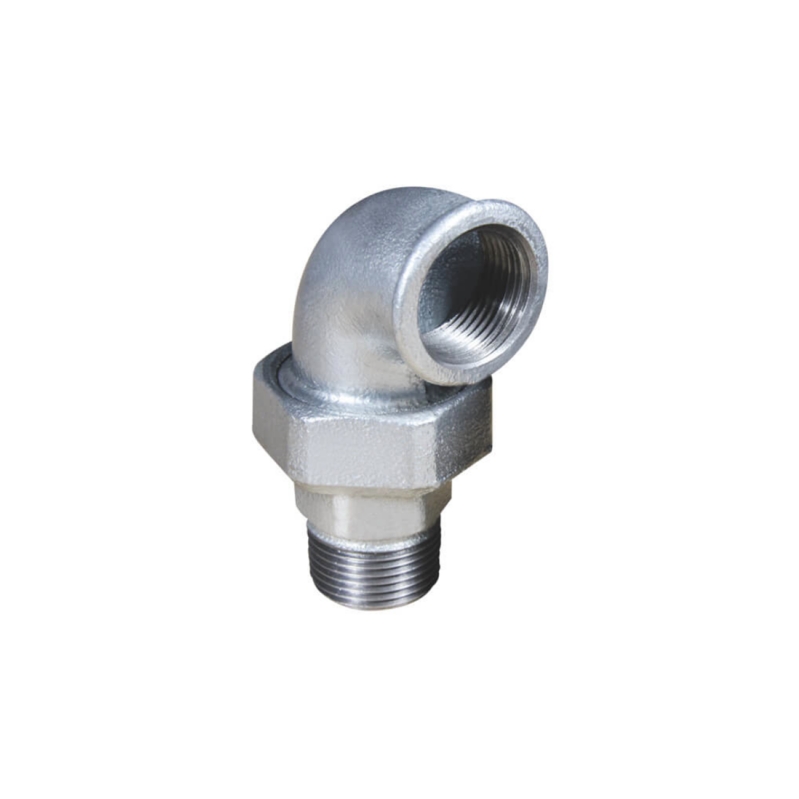 Malleable cast iron male and female union elbow