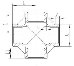 Stainless Steel Threaded Cross drawing