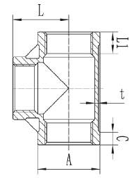 Stainless Steel Threaded Equal Tee drawing