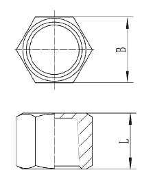 Desenho de tampa hexagona rosqueada de aço inoxidável