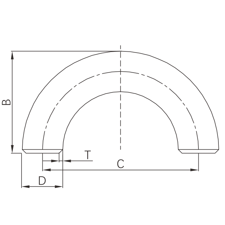 draw2- Butt weld 180° return - long radiu