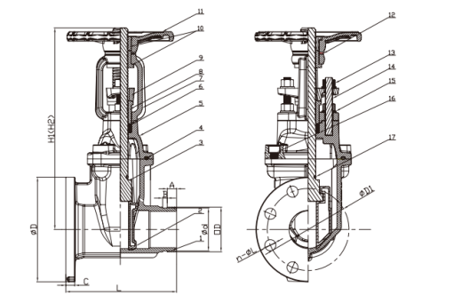 American Flanged x Grooved OS&Y gate valve