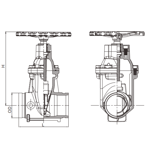 American Resilient Grooved NRS gate valve