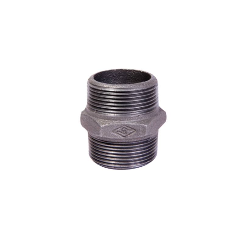 Black Malleable cast iron hexagon nipple