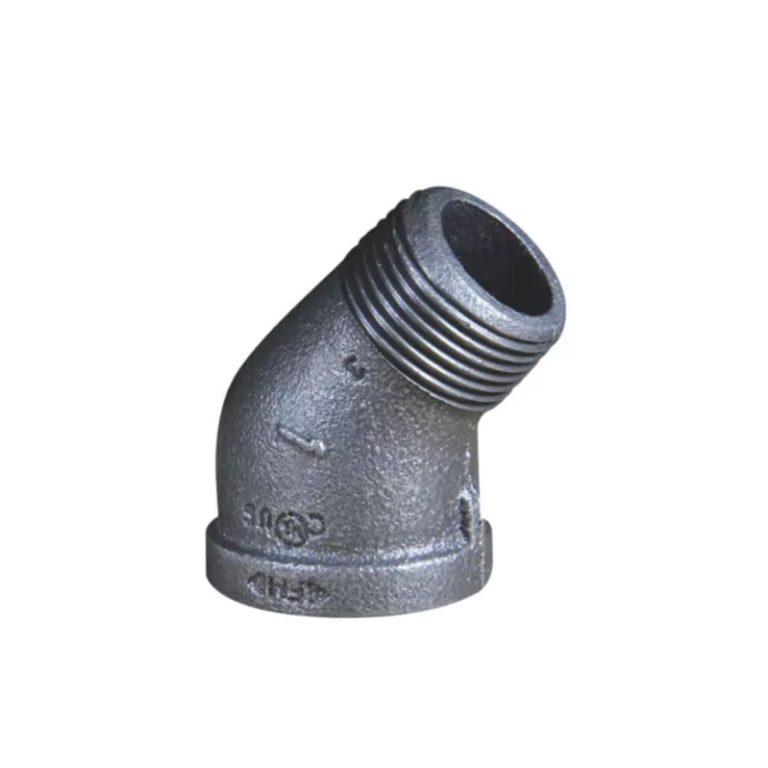 Black malleable cast iron 45° street elbow