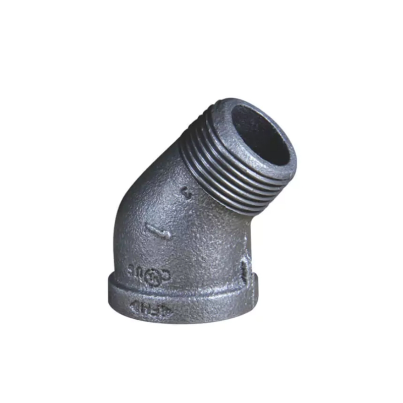 Black malleable cast iron 45° street elbow