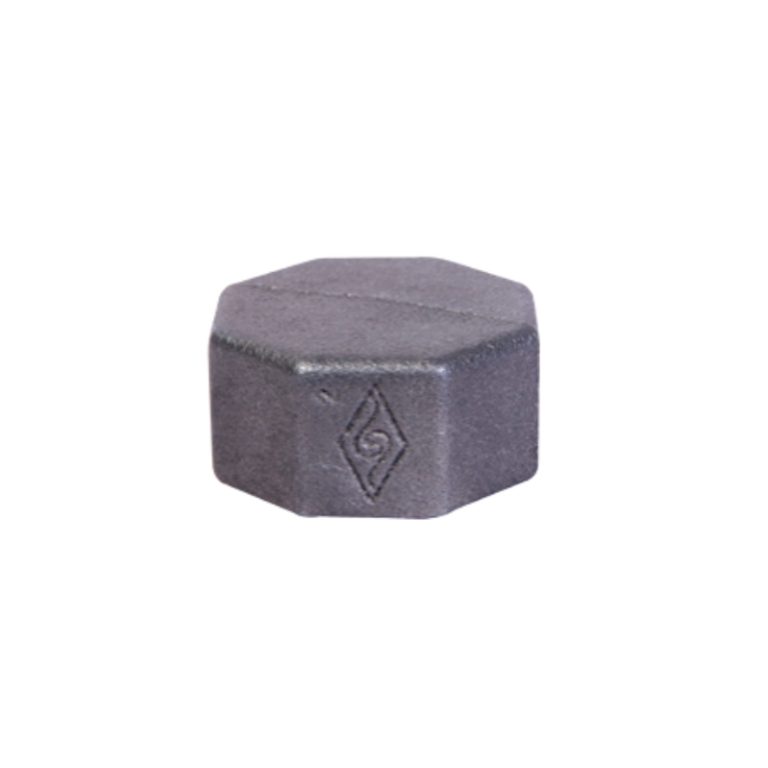 Black malleable cast iron hexagon cap