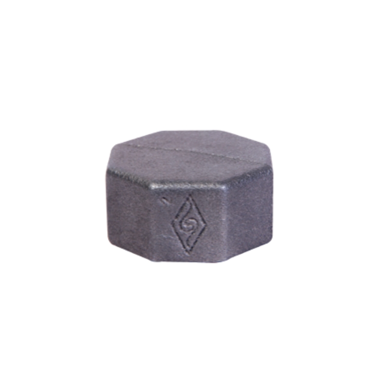 Black malleable cast iron hexagon cap