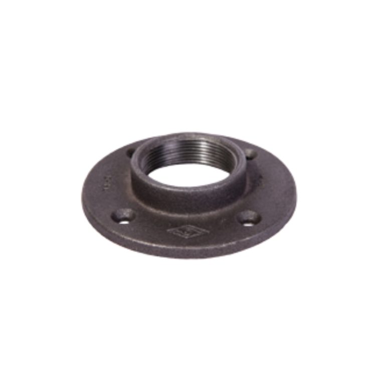 Black malleable cast iron hubbed threaded flange