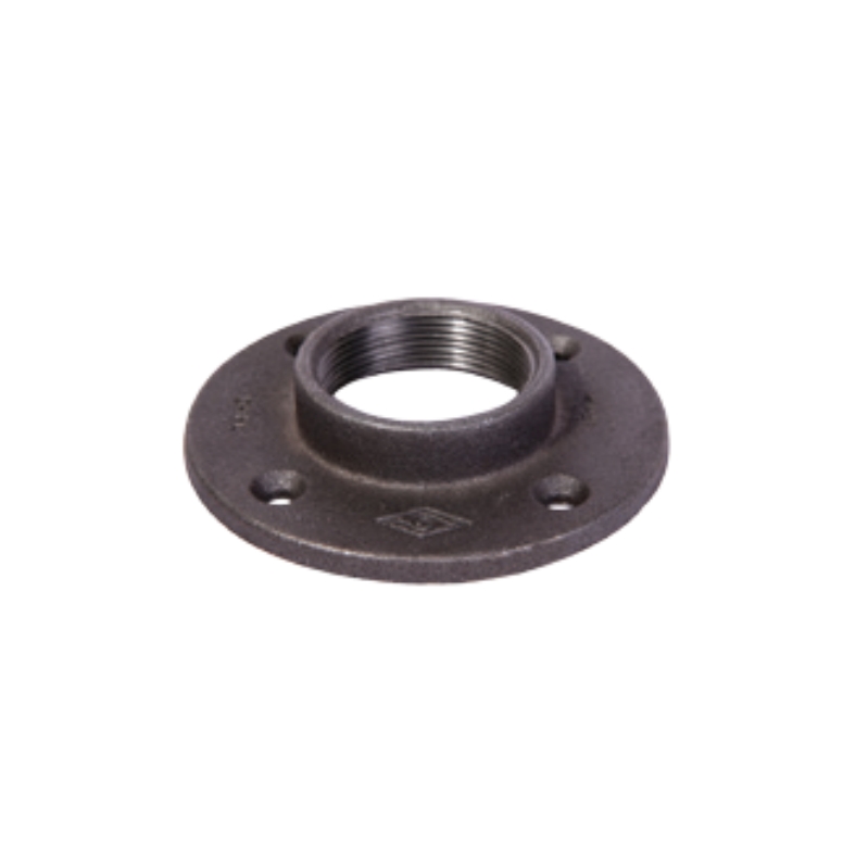 Black malleable cast iron hubbed threaded flange