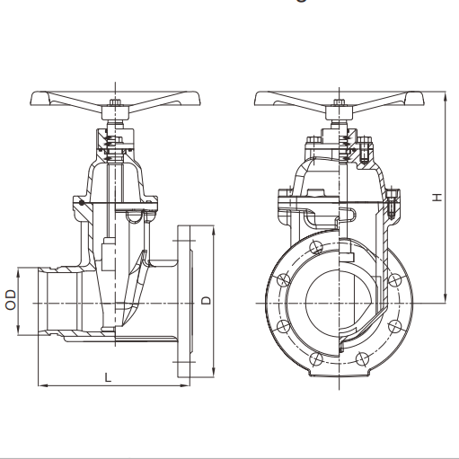 British Flanged x Grooved NRS gate valve