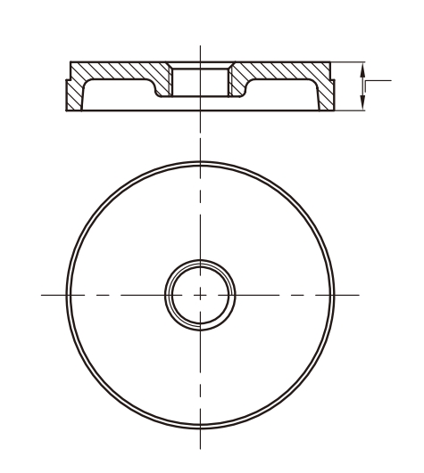 Grooved Cap With Concentric Hole Drawing