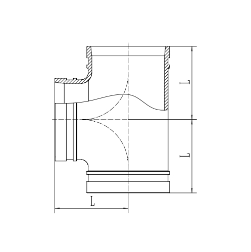Grooved Equal Tee Drawing
