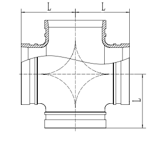 Grooved Threaded Reducing Cross Drawing