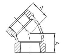 Malleable cast iron 45 degree elbow draw