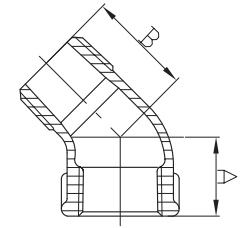 Malleable cast iron 45° street elbow draw