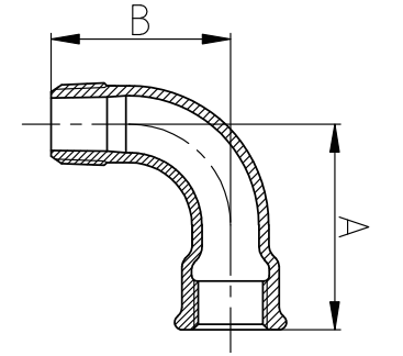 Masure de fonte malléable mâle et femelle de 90 ° de longueur de balayage