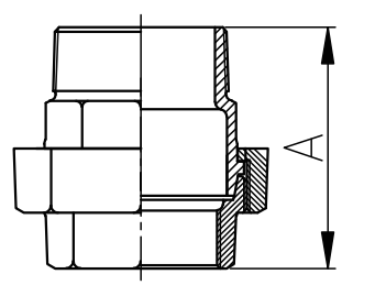 Malleable cast iron male and female flat seat union draw