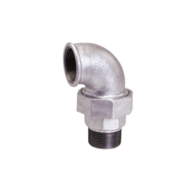 Malleable cast iron male and female union elbow