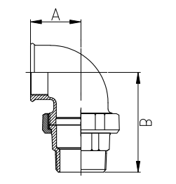 Malleable cast iron male and female union elbow draw