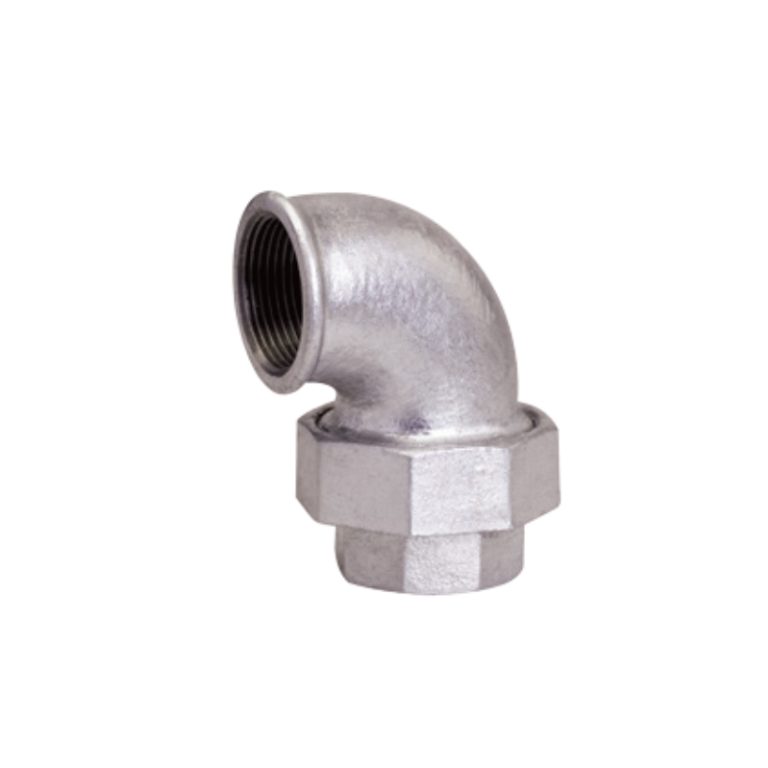 Malleable cast iron union elbow