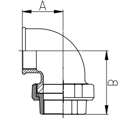 Malleable cast iron union elbow draw