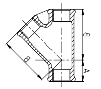 Malleable iron 45° Y-branch (Lateral) draw
