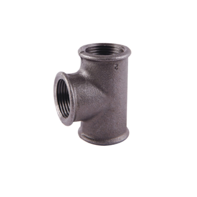 Malleable iron equal tee beaded DIN Fig 130 Black finish