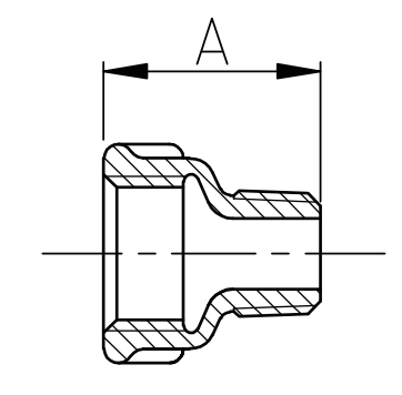 Malleable iron male and female reducing socket draw