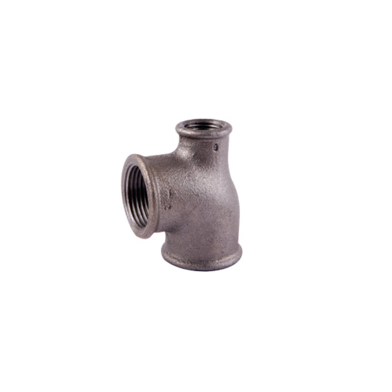 Malleable iron reducing Tee Fig 131R beaded DIN Black finish