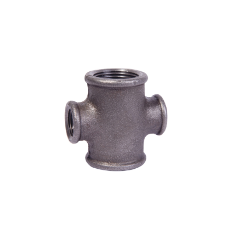Malleable iron reducing cross beaded DIN Fig 180R Black finish