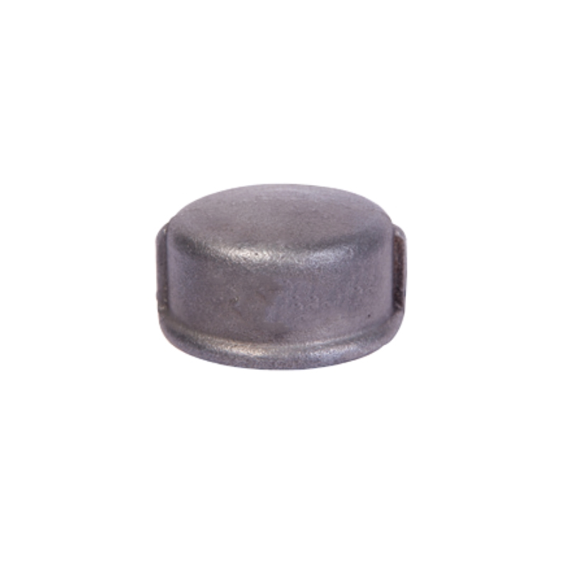 Malleable iron round Cap Fig 300 beaded DIN Black finish