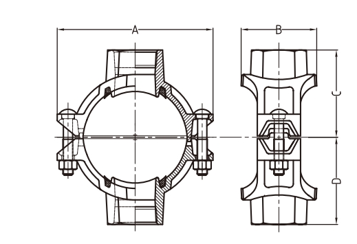 Mechanical Cross With Threaded Branches Drawing