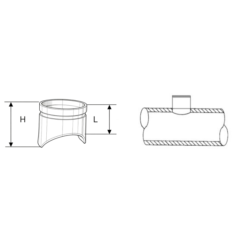 Black Steel Grooved Profile Branch Drawing