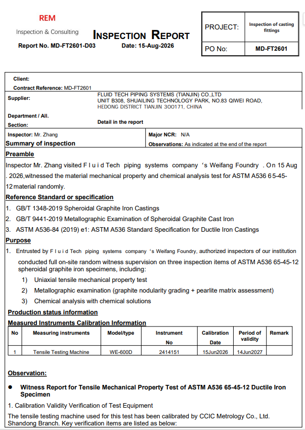 Uncompromising Quality: Fluid Tech Piping Systems Passes Rigorous Third-Party ASTM A536 Inspection插图 Uncompromising Quality Fluid Tech Piping Systems Passes Rigorous Third-Party ASTM A536 Inspection